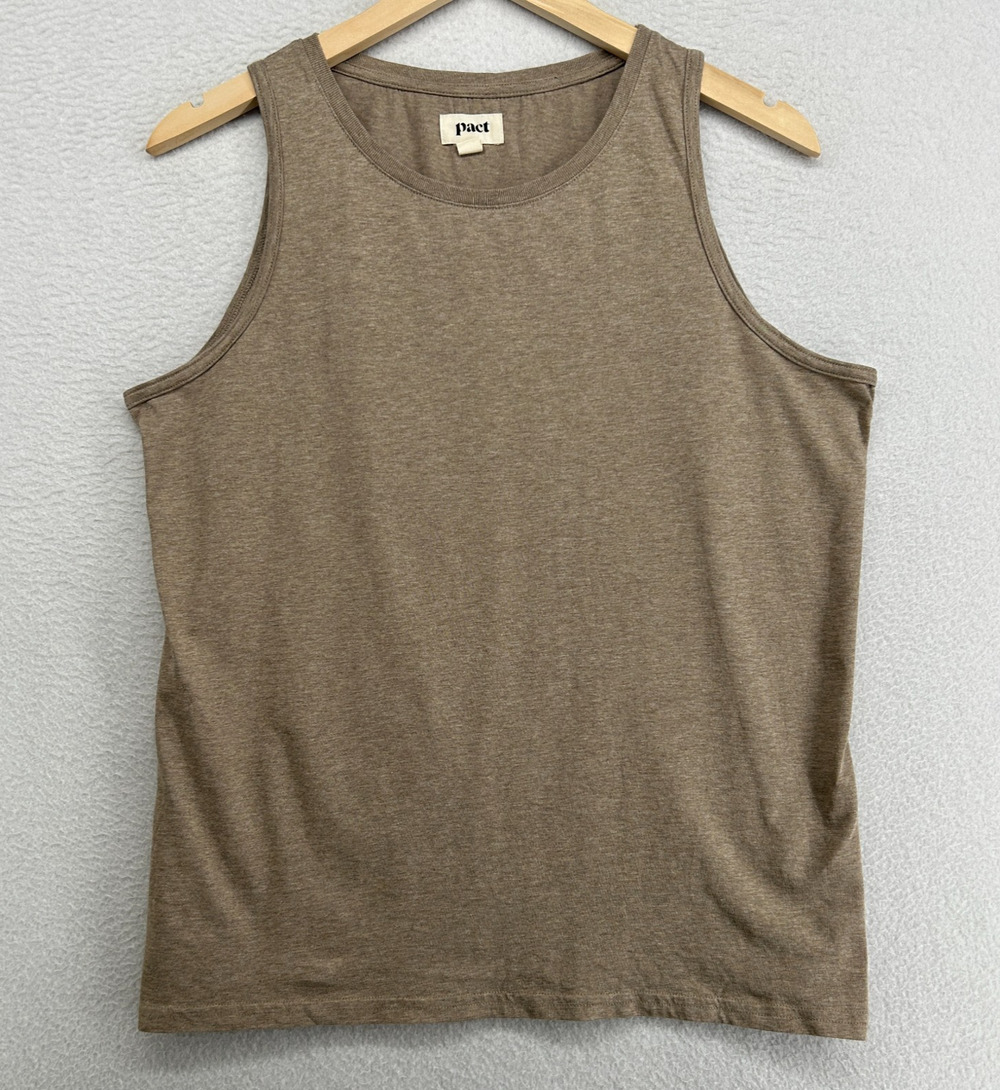 PACT Tank Top Womens L Slub Organic Cotton Jersey Crewneck Sleeveless Brown